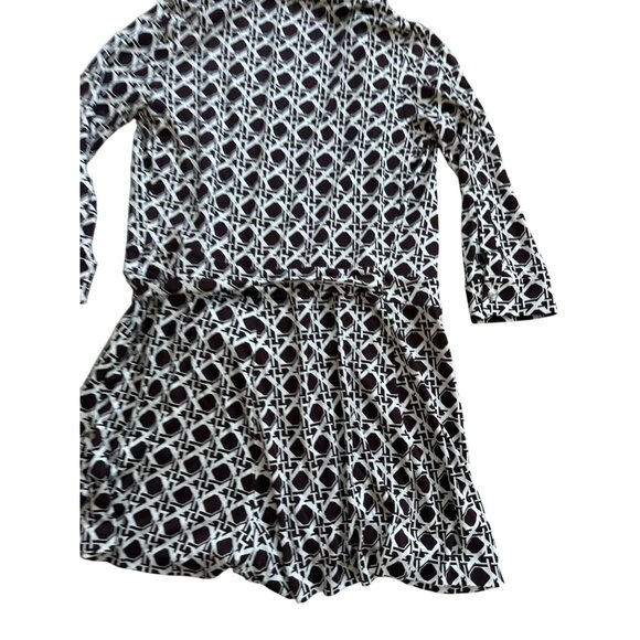 DVF DIANE VON FURSTENBERG Brown Basket Weave Print Wrap Romper Size 6 - Picture 7 of 13